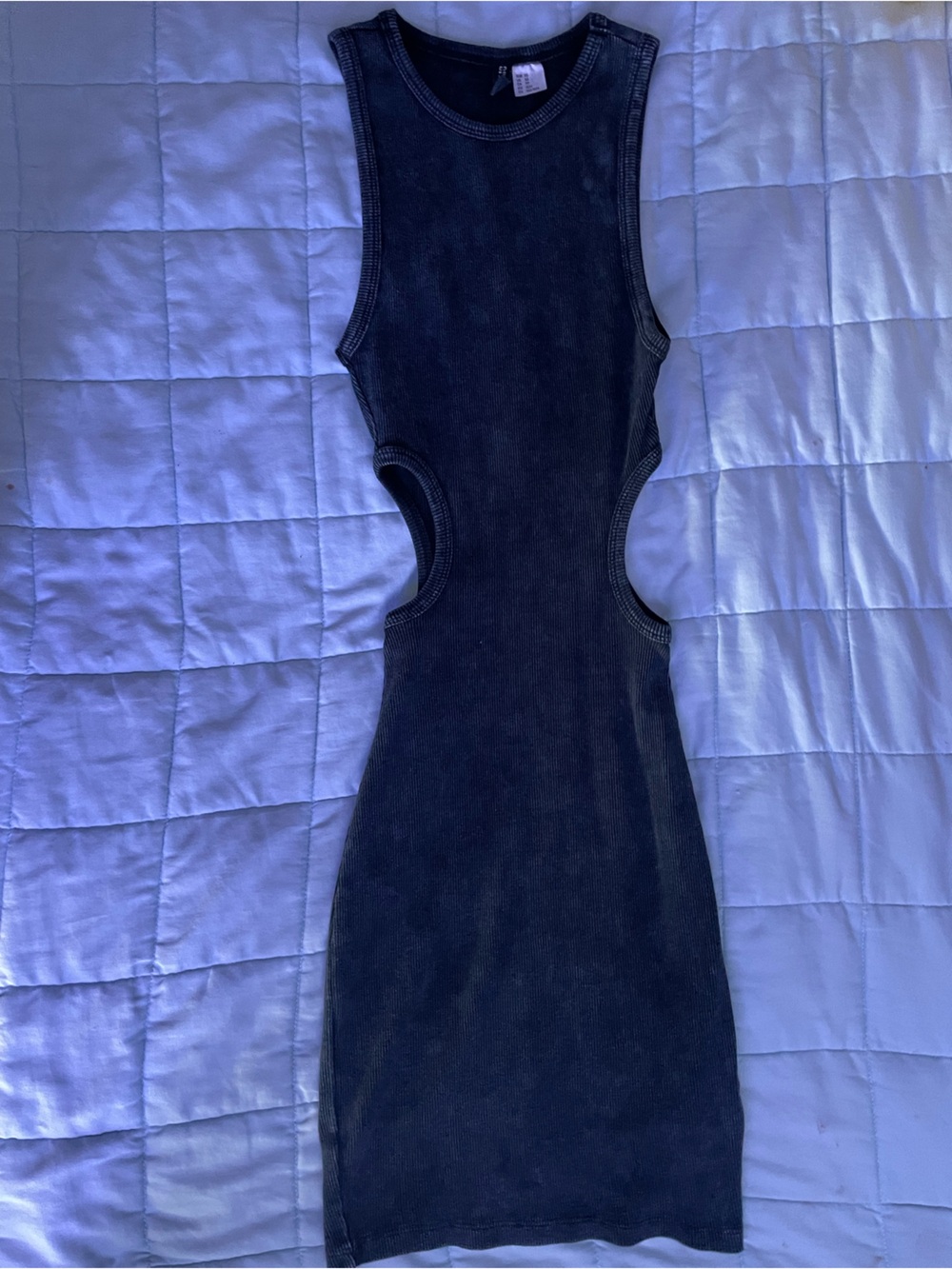 Stretchy Ribbed Little Black Dress